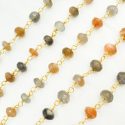 Multi Moonstone Gold Plated Wire Chain